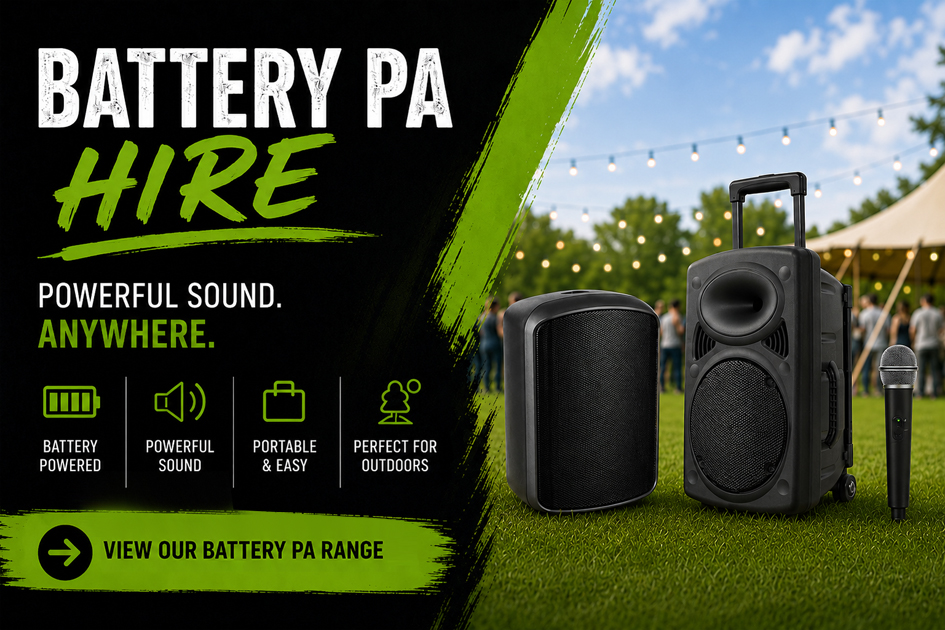 Outdoor battery PA hire systems in Edinburgh